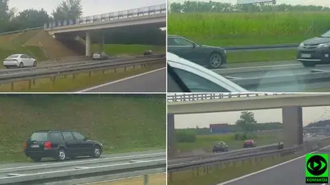 Pięć samochodów pod prąd na A4