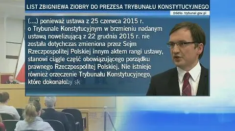 Fragmenty listu Zbigniewa Ziobry do prezesa TK