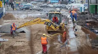 Prace przy przebudowie układu komunikacyjnego