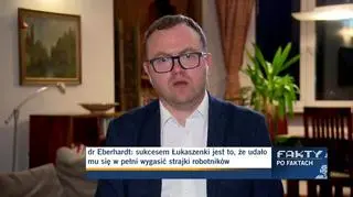 Dr Eberhardt: Putin poparł Łukaszenkę, bo patrzy przestraszonymi oczyma, że pewnego dnia te tłumy pojawiają się pod murami Kremla