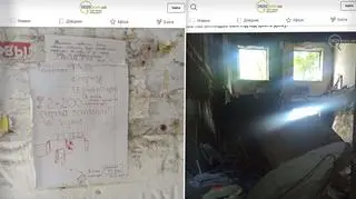 Kartka pozostawiona w Mariupolu informująca o szczątkach ludzkich w mieszkaniu