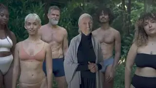 Jane Goodal w klipie promującym bieliznę z bambusa.