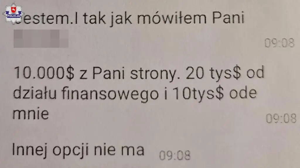 Fragment rozmowy z oszustem