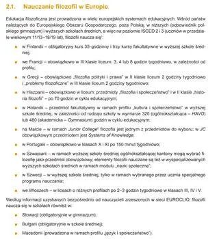 Fragment raportu Instytutu Badań Edukacyjnych o nauczaniu filozofii
