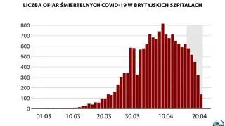 Liczba ofiar śmiertelnych COVID-19 w brytyjskich szpitalach