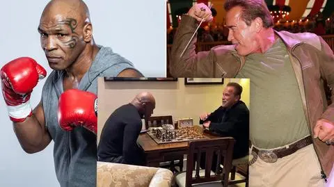Tyson i Schwarzenegger zadumani nad szachownicą