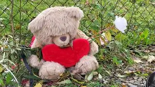 W miejscu, w którym zginął 11-letni Paweł, ktoś zostawił maskotkę i białą różę