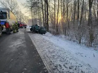 Straciła panowanie nad samochodem i uderzyła  w drzewo