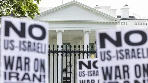 Protest przeciwko zaangażowaniu USA w konflikt Izraela z Iranem 