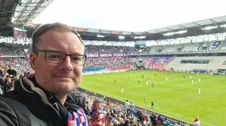 Kamil Żbikowski na meczu Górnika Zabrze
