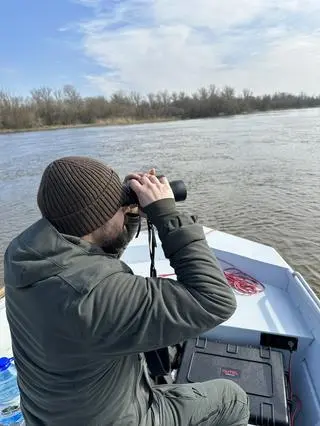 Daniel Dymiński w czasie poszukiwań