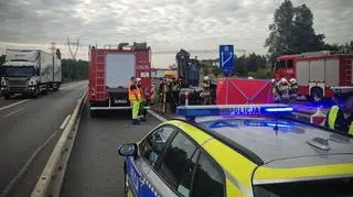 Wypadek na autostradzie A4 w Mysłowicach