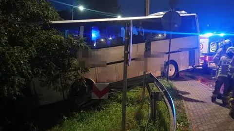 Autobus wjechał w zarośla. Podróżowały nim 33 osoby