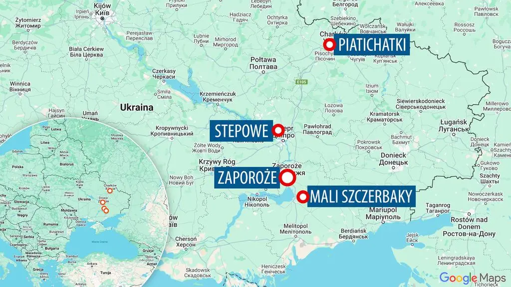 Mapa walk w obwodzie zaporoskim