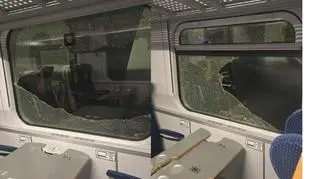 Uszkodzone szyby w pociągu