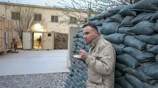 Prezydent Andrzej Duda w bazie wojskowej Bagram w Afganistanie (27 marca 2018 r.)