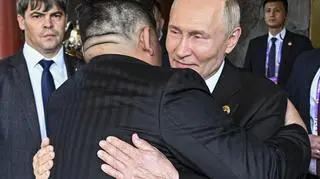 Kim Dzong Un i Władimir Putin w Pekinie