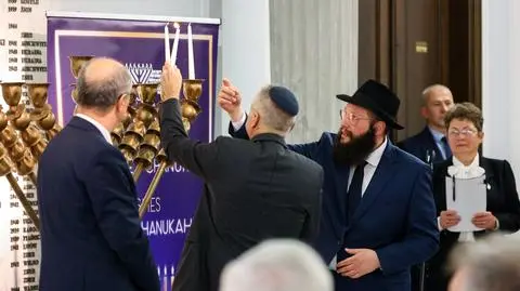 Zapalenie świec chanukowych w Sejmie