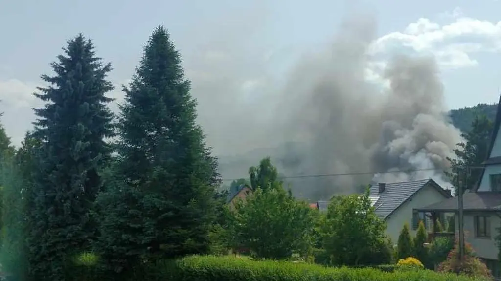 Pożar lakierni w Pcimiu