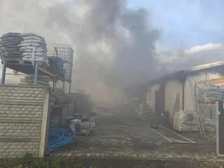 Pożar sklepu budowlanego w Rzeczycy
