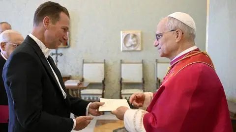 Papież Leon i ambasador USA w Watykanie Brian Burch