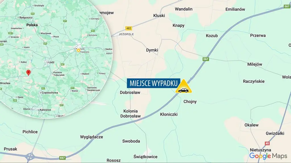 Miejsce, gdzie doszło do wypadku