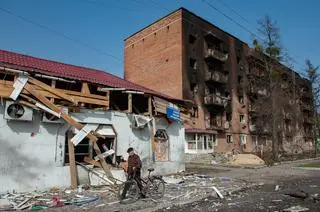 Zniszczenia w mieście Trościaniec 