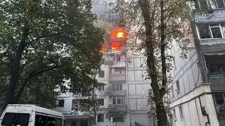 Trafiony wieżowiec w Dnieprze 