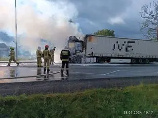 Pożar samochodu ciężarowego