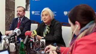 Ministra przemysłu Marzena Czarnecka i dyrektor Departamentu Energii Jądrowej Paweł Gajda