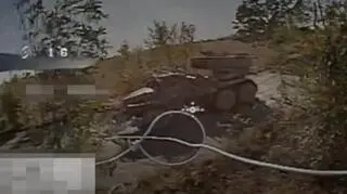 Atak na wyrzutnię Grad. Ujęcie z nagrania