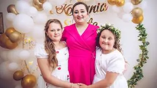 Natalia - dzięki dawcom krwi i szpiku - pokonała chorobę, tu z córeczkami - Emilką i Madzią 