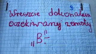 Kartka pozostawiona na miejscu zbrodni