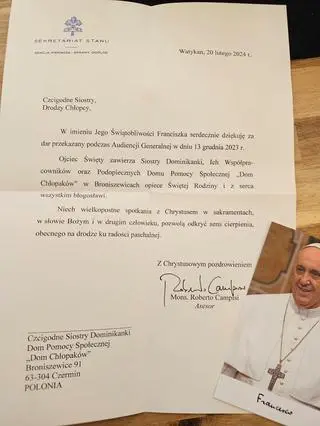 List od papieża prosto z Watykanu