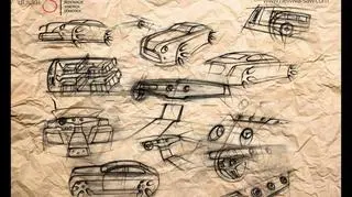 Projekt nowej Warszawy - wnętrze i samochód na zewnątrz