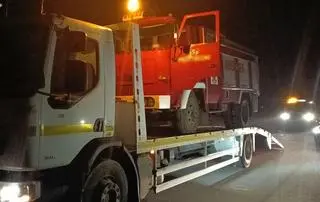 Wóz strażacki został zabezpieczony przez policję