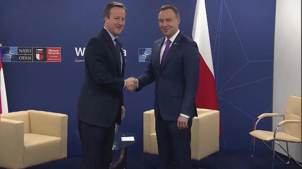Prezydent Andrzej Duda na spotkaniu z brytyjskim premierem Davidem Cameronem