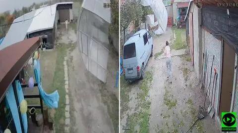 Szklarnia oderwała się od ziemi, przeleciała nad garażem i wylądowała blisko domu