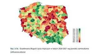 Oczekiwana długość życia mężczyzn w latach 2020-2021