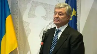 Petro Poroszenko w czasie konferencji prasowej w Warszawie 