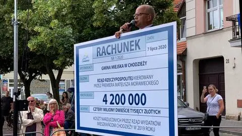 Burmistrz Chodzieży chciał wręczyć premierowi Morawieckiemu czek na 4 200 000 zł 