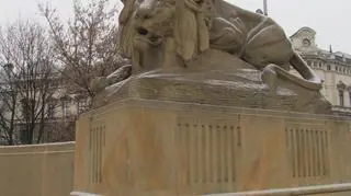 Biały płaszcz przykrył rzeźby przy Pl