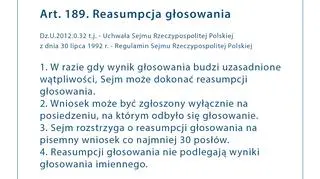 Reasumpcja głosowania - Zapis regulaminu Sejmu