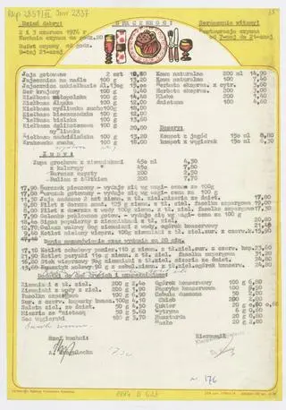 Karta z restauracji Silesiana w Lublińcu