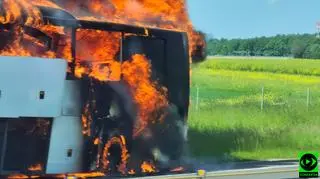 Pożar autokaru na A4