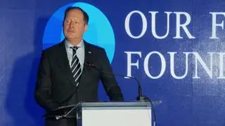 Mark Brzezinski gives a speech during Our Future Forum
