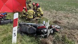 Motocyklista wypadł z drogi i wpadł do rowu 