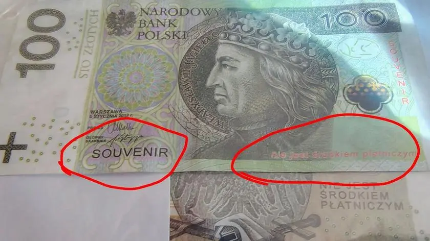 Płacił banknotami z napisem "souvenir". Grozi mu osiem lat w celi