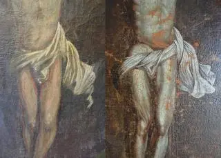 Fragment obrazu odkrytego w brzozowskim kościele