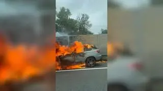 Auto płonęło na autostradzie A4